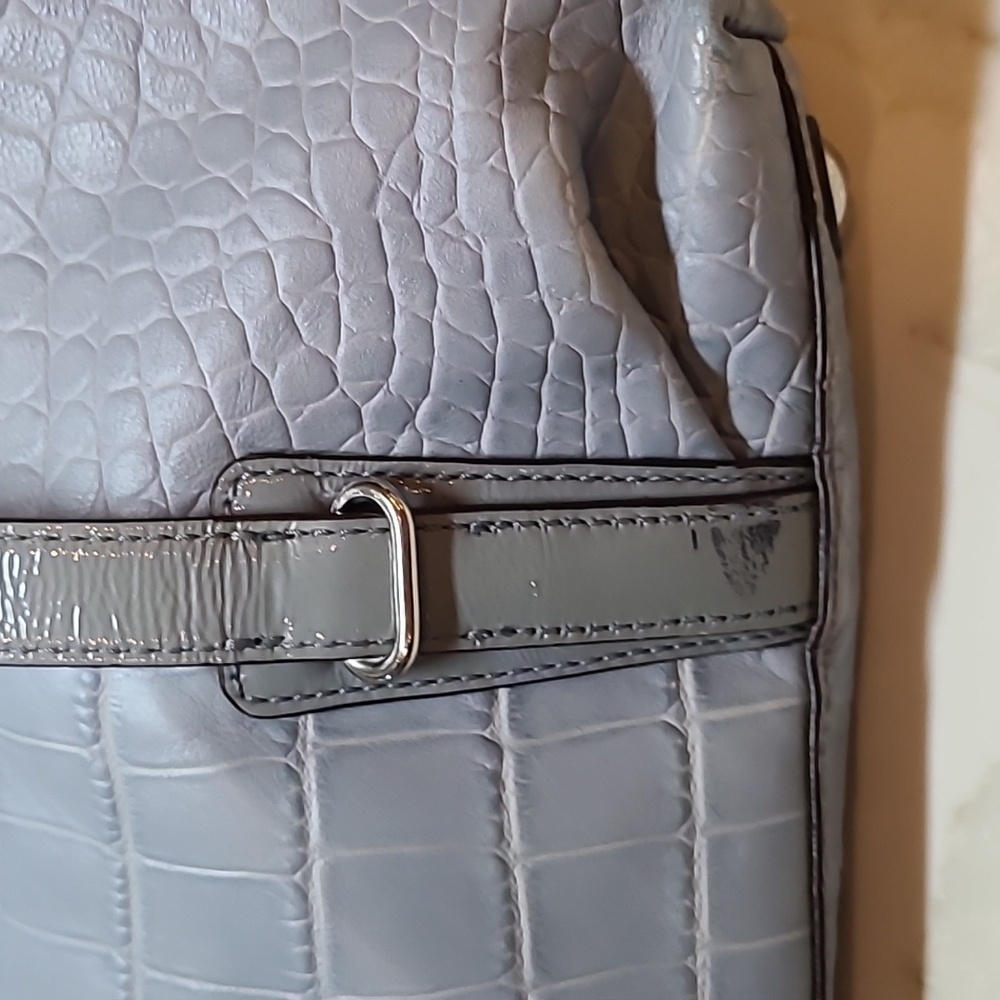 Coach Blue Croc Embossed Leather Carryall Mia Satchel - Picture 11 of 12